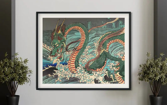 Japanese Dragon Print By Utagawa Kuniyoshi Ukiyoe Art Reproduction No Frame Limited Edition by My Store
