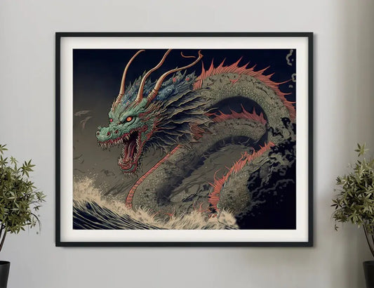 Japanese Dragon Print No Frame Art For Home Decor Inspired By Kuniyoshi Ukiyoe Museum Quality by My Store
