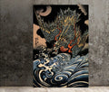 Japanese Dragon Print Poster No Frame Elegant Frameless Wall Art For Home Office Decor by My Store