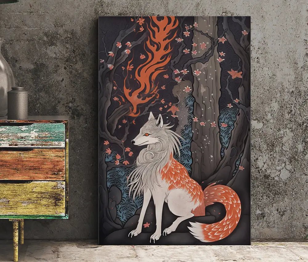 Japanese Fox Print No Frame Ethereal Ukiyoe Poster For Modern Home Decor And Collectors by My Store