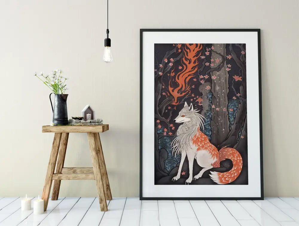 Japanese Fox Print No Frame Ethereal Ukiyoe Poster For Modern Home Decor And Collectors by My Store