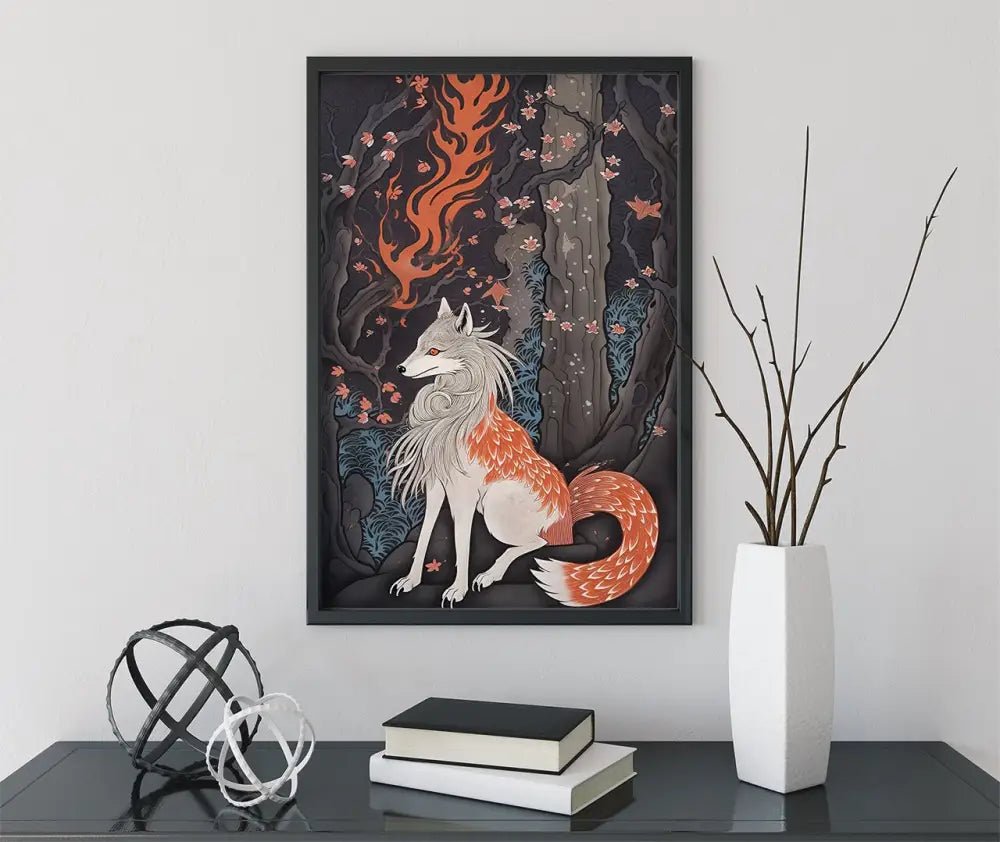 Japanese Fox Print No Frame Ethereal Ukiyoe Poster For Modern Home Decor And Collectors by My Store