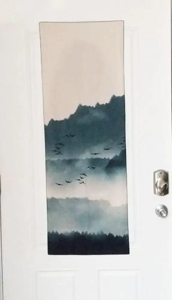 Japanese Mountains Long Wall Tapestry Green Cotton by DesignBohemian