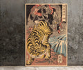 Japanese Print Flora And Fauna Tiger Fighting Dragon No Frame Wall Art For Elegant Home Decor by My Store