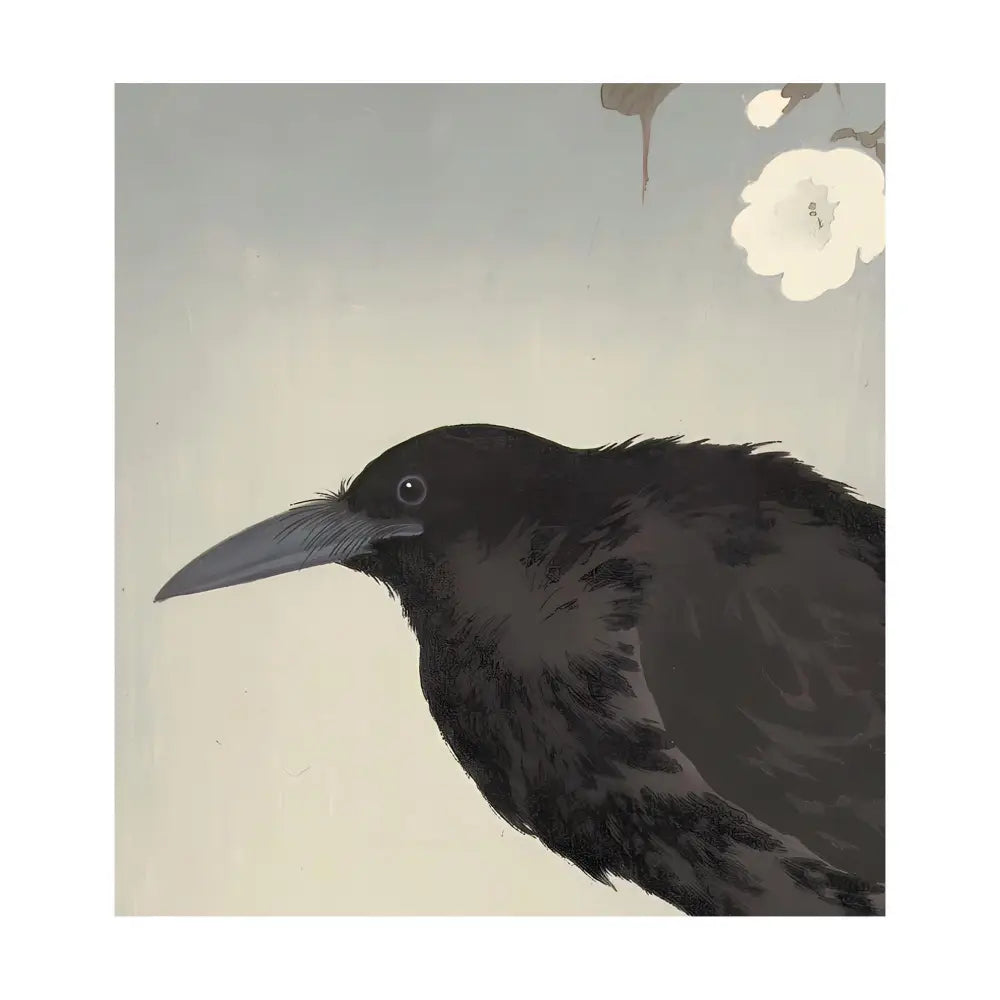 Japanese Woodblock - Crow and Moon - Bohemian Vintage - Print Large Artwork - Floral - Long Poster - 1800s by DesignBohemian