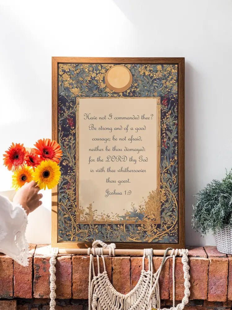 Joshua 1:9 Bible Verse Print Art Poster On Premium Archival Matte Paper Inspirational Decor by My Store