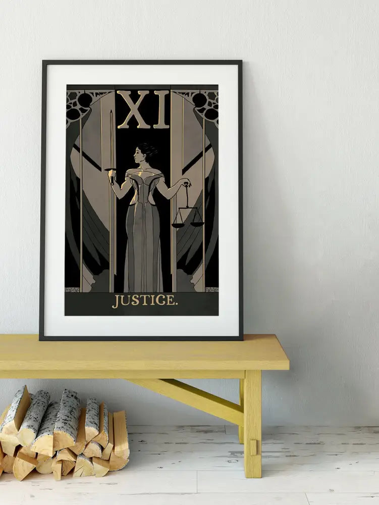 Justice Tarot Card Print Art Nouveau Poster Unframed Wall Art For Tarot Lovers Home Decor by My Store