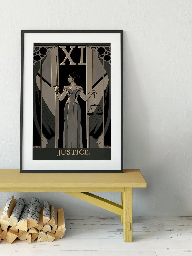 Justice Tarot Card Print Art Nouveau Poster Unframed Wall Art For Tarot Lovers Home Decor by My Store