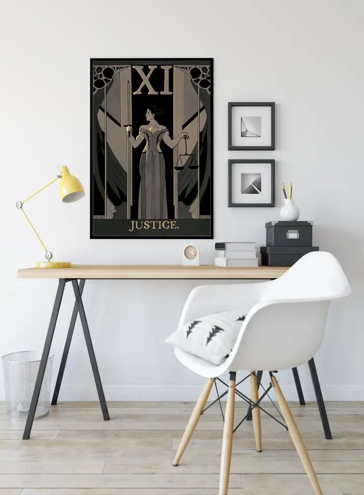 Justice Tarot Card Print Art Nouveau Poster Unframed Wall Art For Tarot Lovers Home Decor by My Store