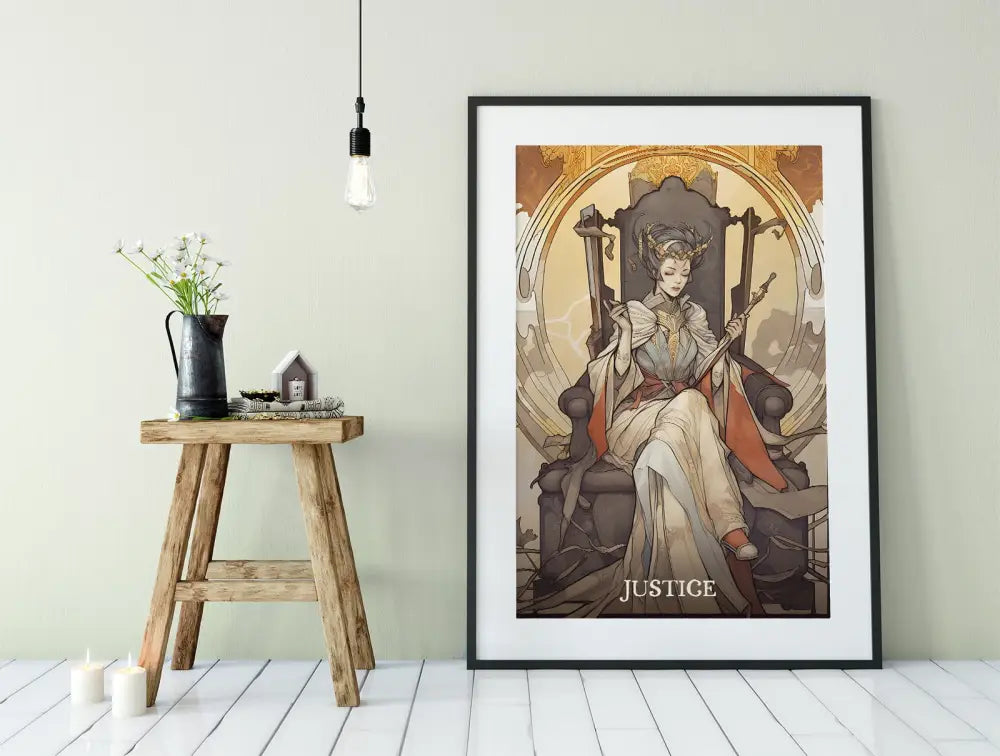 Justice Tarot Card Print Poster No Frame The Justice Card Wall Art For Tarot Lovers by My Store