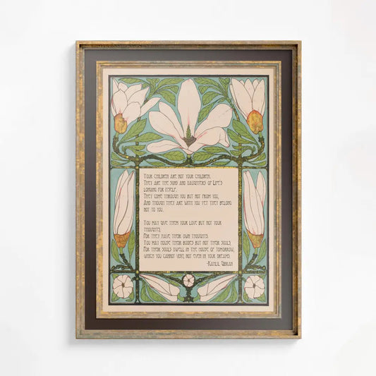 Kahlil Gibran On Children Poem Print Green Beige Poster by DesignBohemian