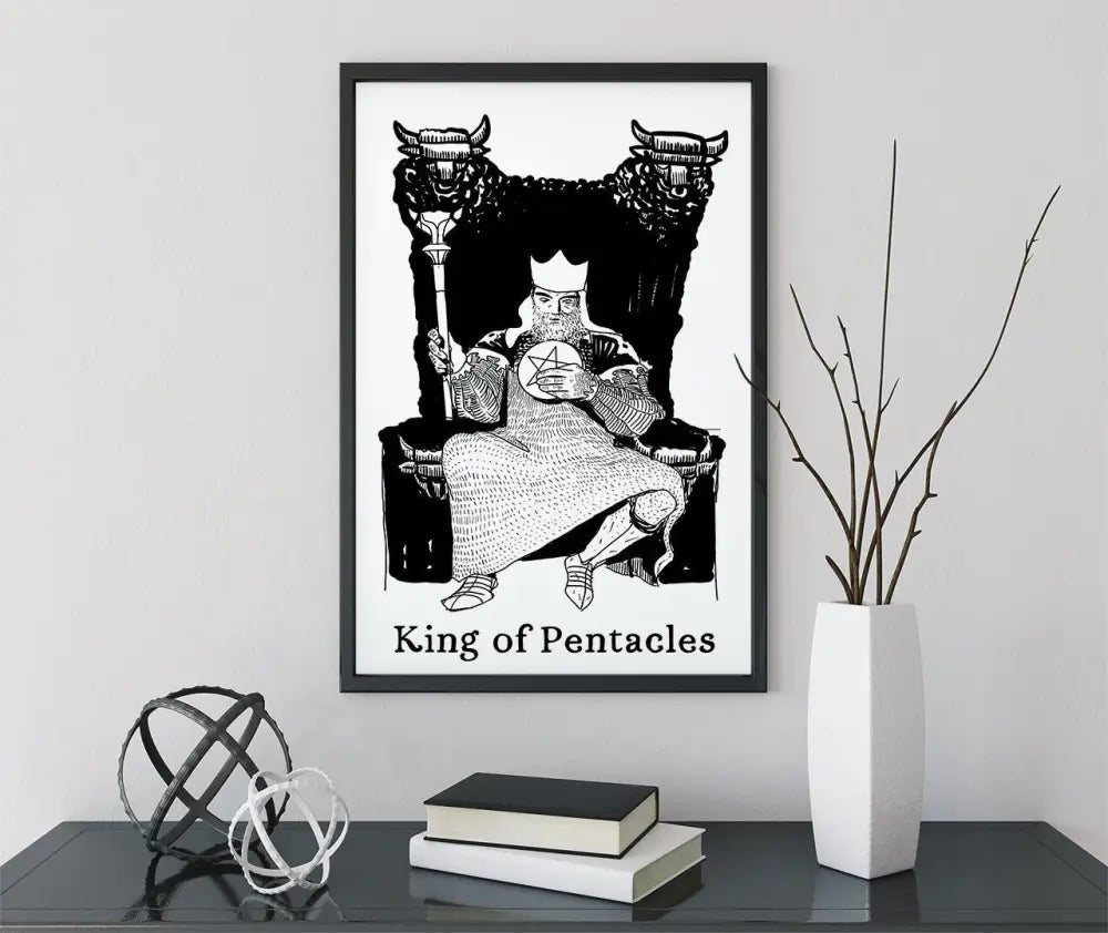 King Of Pentacles Tarot Card Print Poster By Printagrams Premium Wall Art Decor Collection by My Store