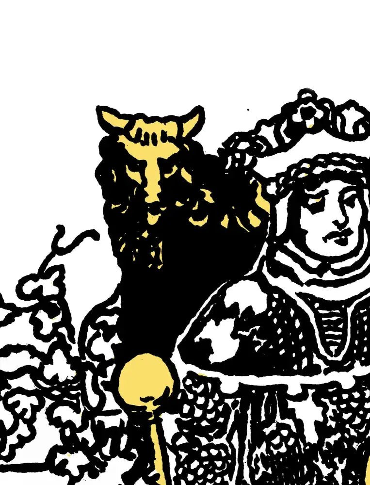 King Of Pentacles Tarot Card Print Poster In Black White Yellow For Elegant Space Decor by My Store