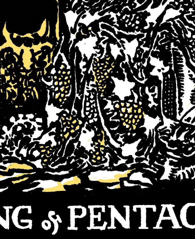 King Of Pentacles Tarot Card Print Poster In Black White Yellow For Elegant Space Decor by My Store