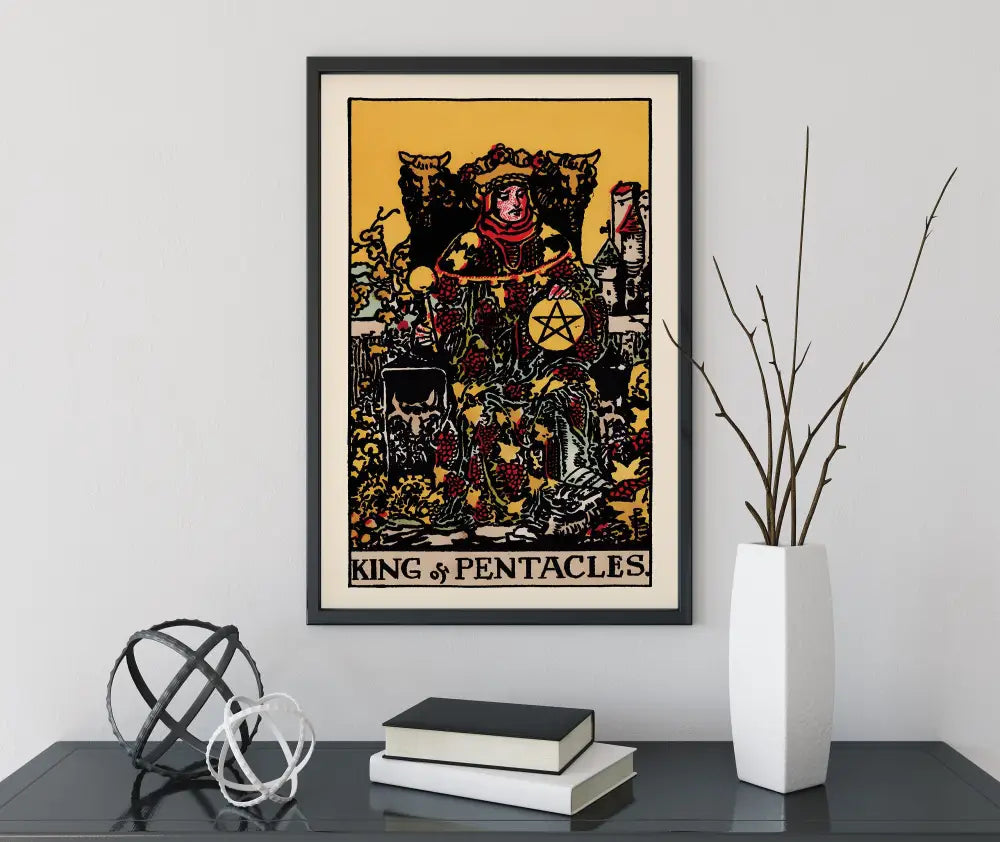 King Of Pentacles Tarot Card Print Poster No Frame Premium Prosperity Wall Art For Living Room by My Store