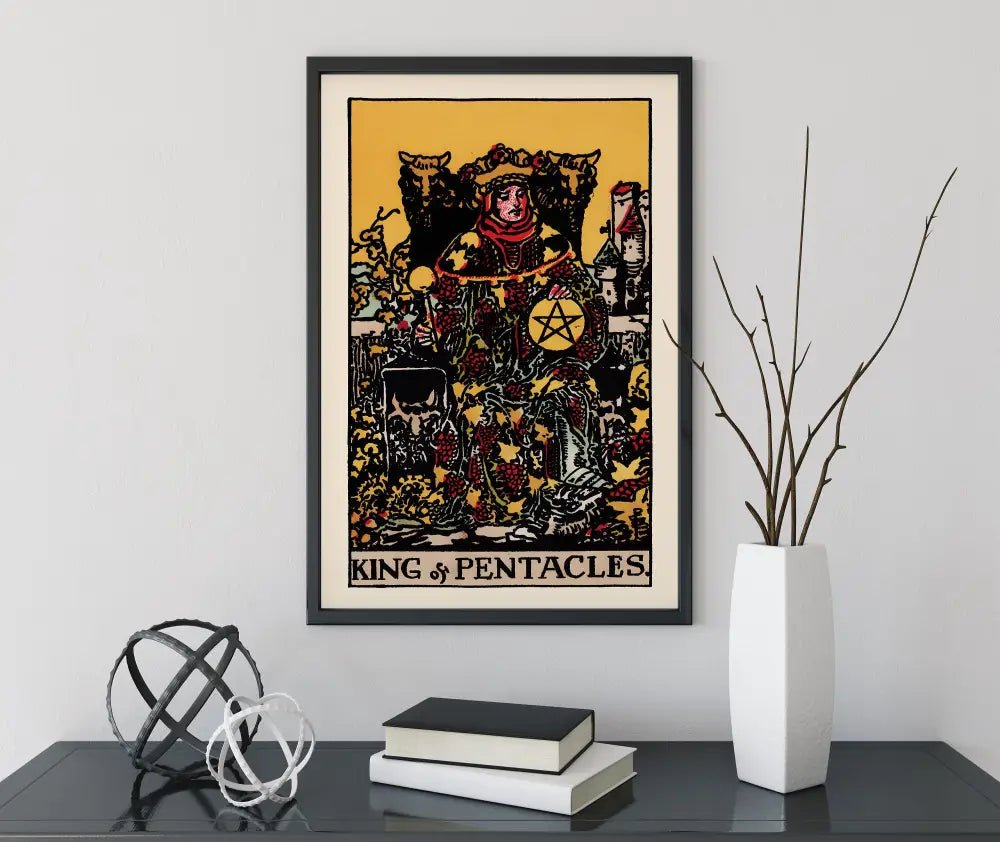 King Of Pentacles Tarot Card Print Poster No Frame Premium Prosperity Wall Art For Living Room by My Store