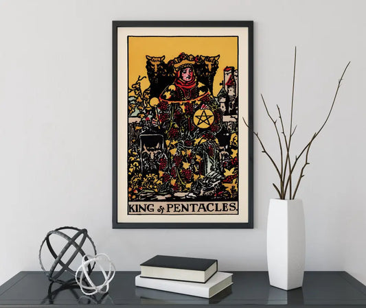 King Of Pentacles Tarot Card Print Poster No Frame Premium Prosperity Wall Art For Living Room by My Store