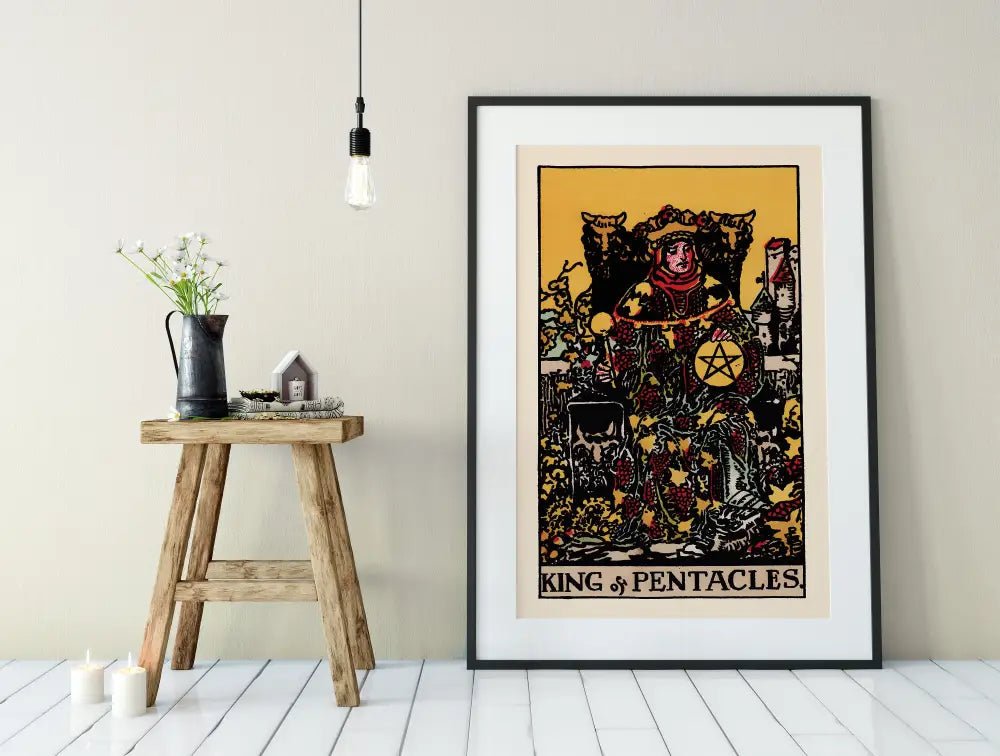King Of Pentacles Tarot Card Print Poster No Frame Premium Prosperity Wall Art For Living Room by My Store