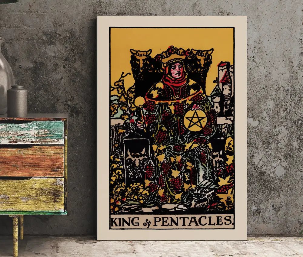 King Of Pentacles Tarot Card Print Poster No Frame Premium Prosperity Wall Art For Living Room by My Store
