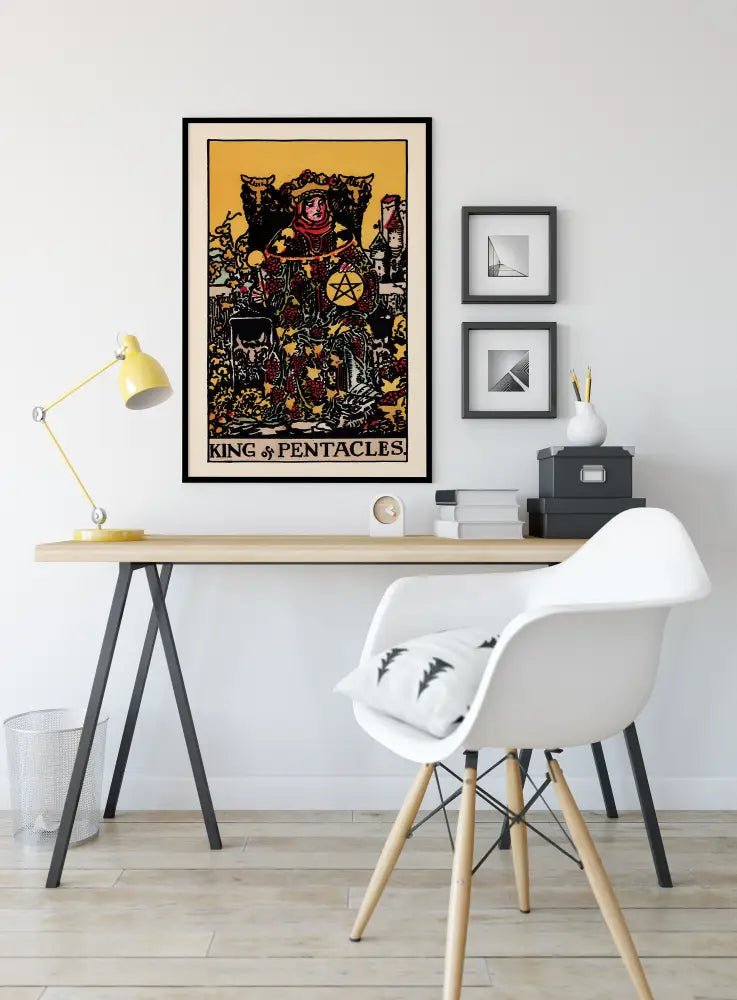 King Of Pentacles Tarot Card Print Poster No Frame Premium Prosperity Wall Art For Living Room by My Store