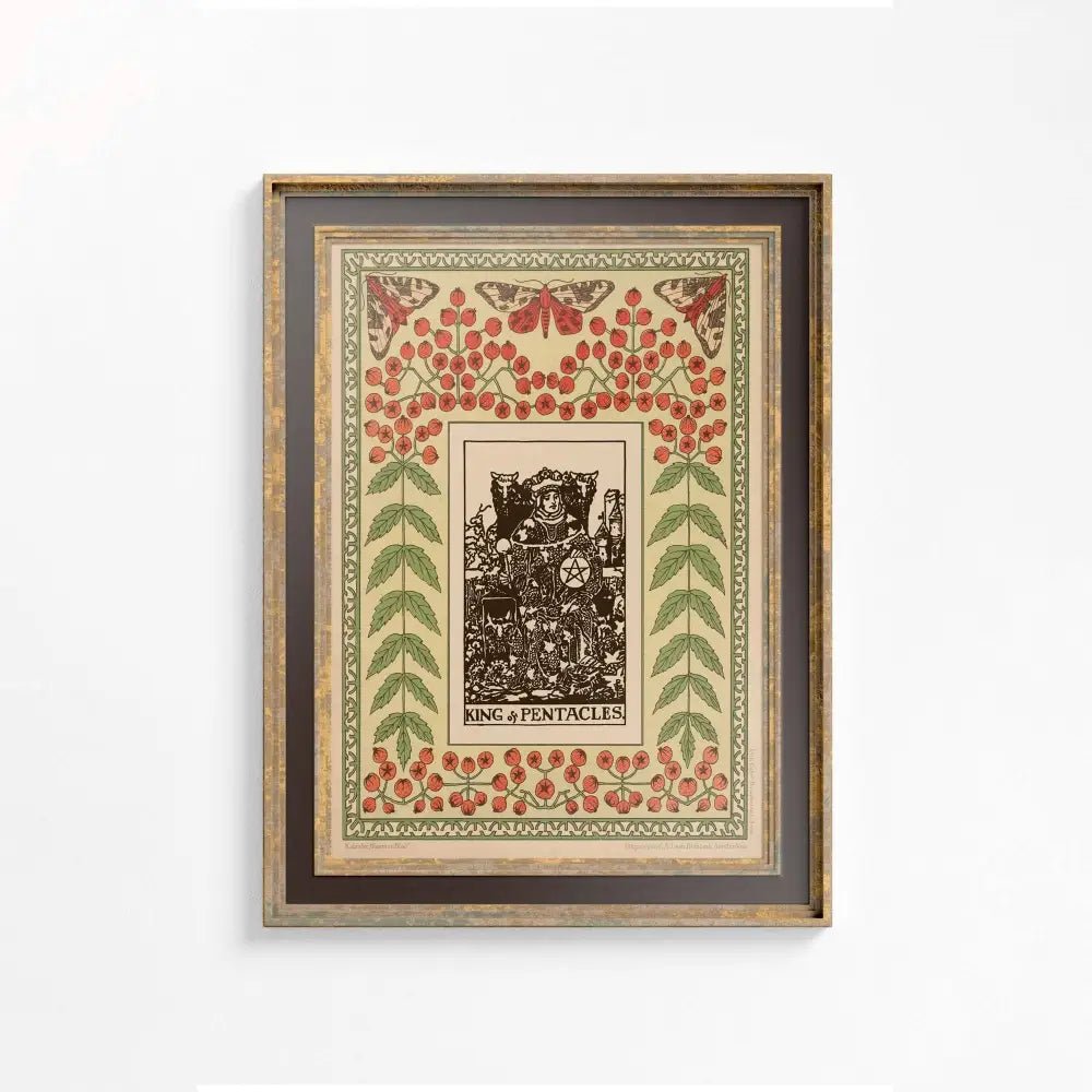 King of Pentacles Tarot Card Print Vintage Nouveau Art Poster by DesignBohemian