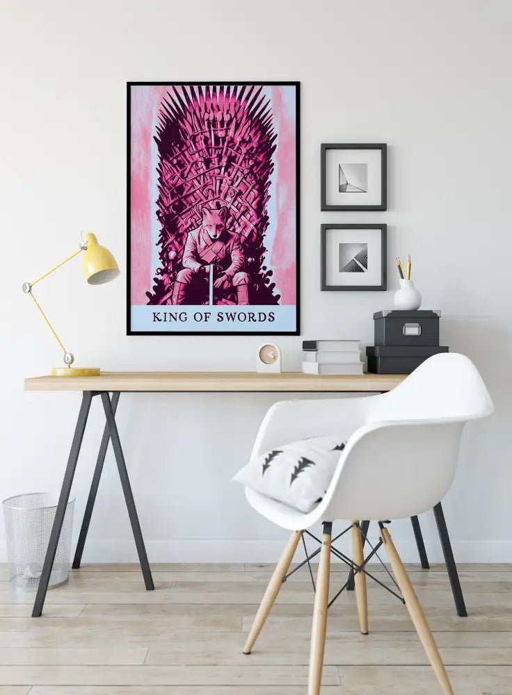 King Of Swords Tarot Card Print From The Green Menagerie Deck In Vibrant Colors Poster by My Store