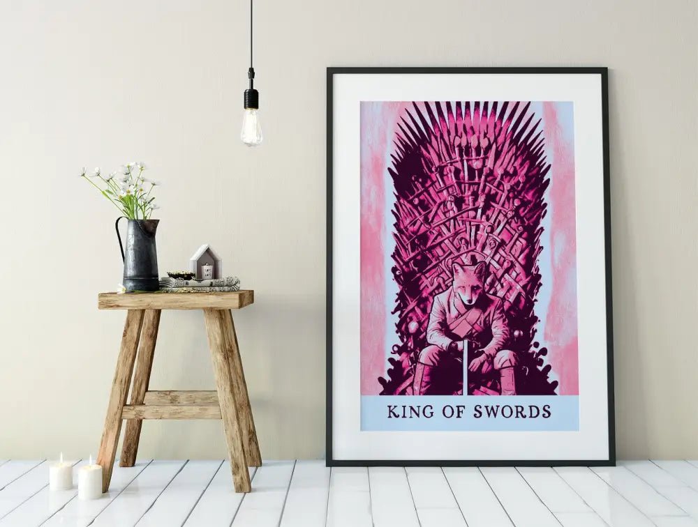 King Of Swords Tarot Card Print From The Green Menagerie Deck In Vibrant Colors Poster by My Store