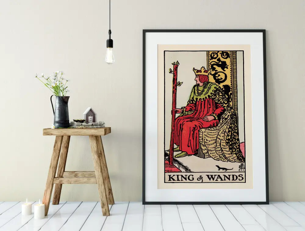 King Of Wands Tarot Card Print No Frame Poster Customizable Wall Art For Tarot Lovers by My Store