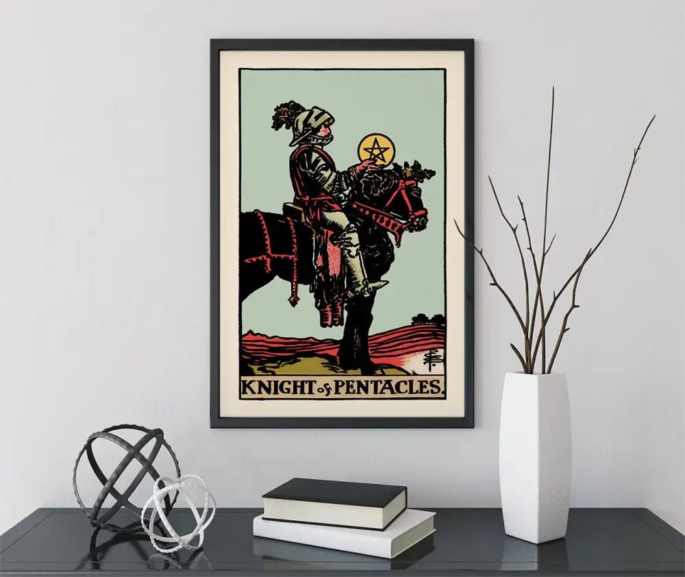 Knight of Pentacles Tarot Card Print Blue Sky Poster Unframed Elegant Wall Art for Home Office by My Store