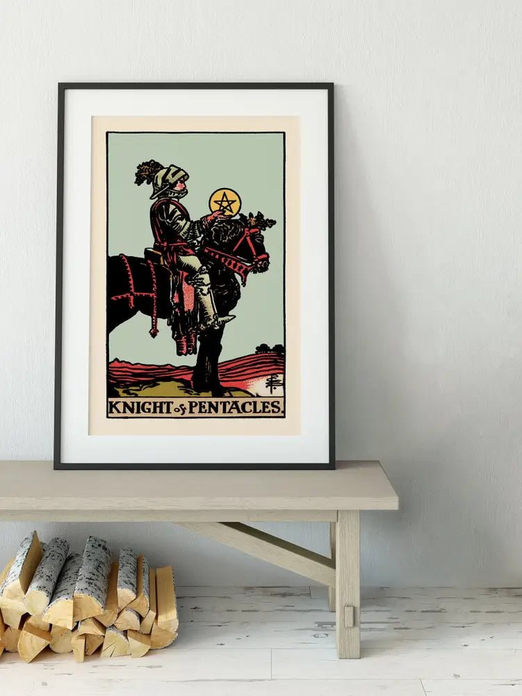 Knight of Pentacles Tarot Card Print Blue Sky Poster Unframed Elegant Wall Art for Home Office by My Store
