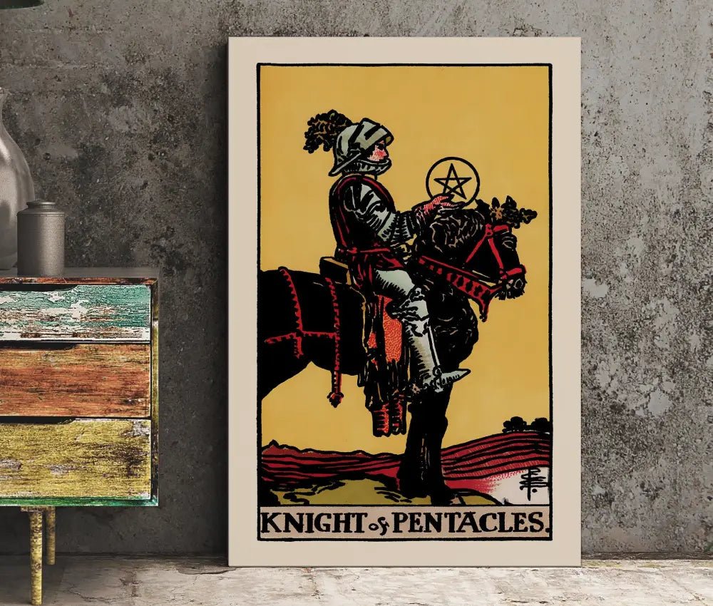 Knight Of Pentacles Tarot Card Print No Frame Poster Diligent Grounded Archetype Wall Art by My Store
