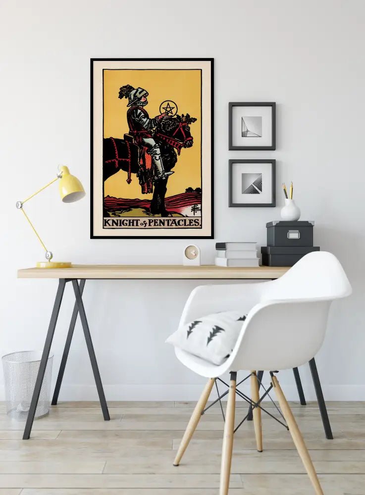 Knight Of Pentacles Tarot Card Print No Frame Poster Diligent Grounded Archetype Wall Art by My Store
