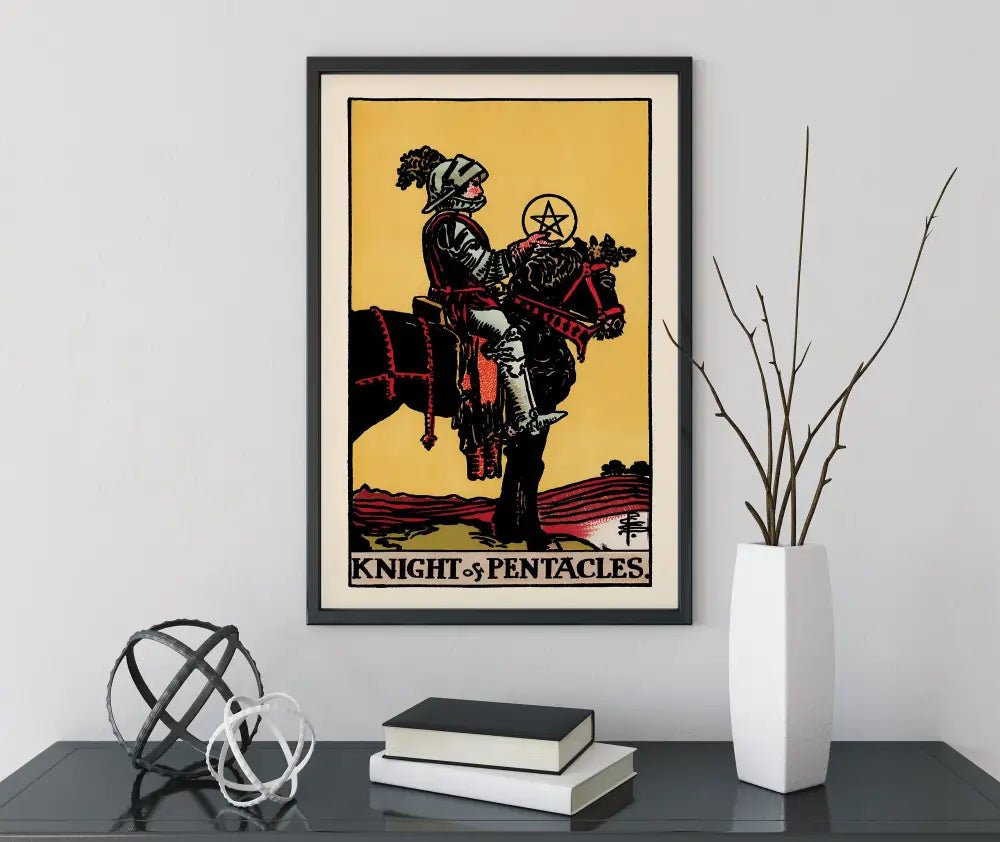 Knight Of Pentacles Tarot Card Print No Frame Poster Diligent Grounded Archetype Wall Art by My Store