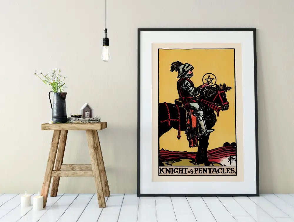 Knight Of Pentacles Tarot Card Print No Frame Poster Diligent Grounded Archetype Wall Art by My Store