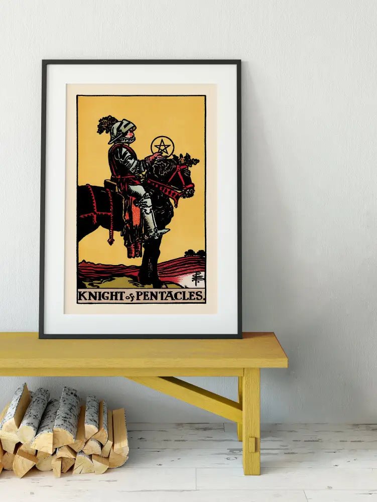 Knight Of Pentacles Tarot Card Print No Frame Poster Diligent Grounded Archetype Wall Art by My Store