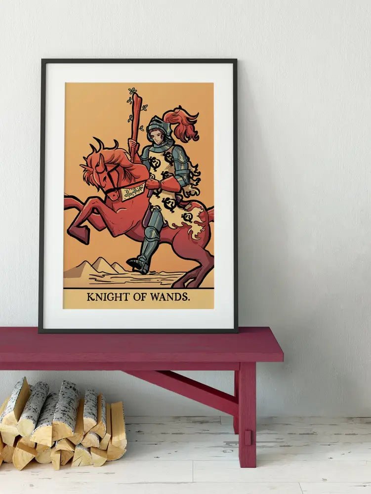 Knight Of Wands Tarot Card Print From Green Menagerie Deck Elegant Art Poster Edition by My Store