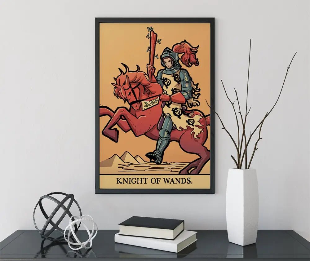 Knight Of Wands Tarot Card Print From Green Menagerie Deck Elegant Art Poster Edition by My Store