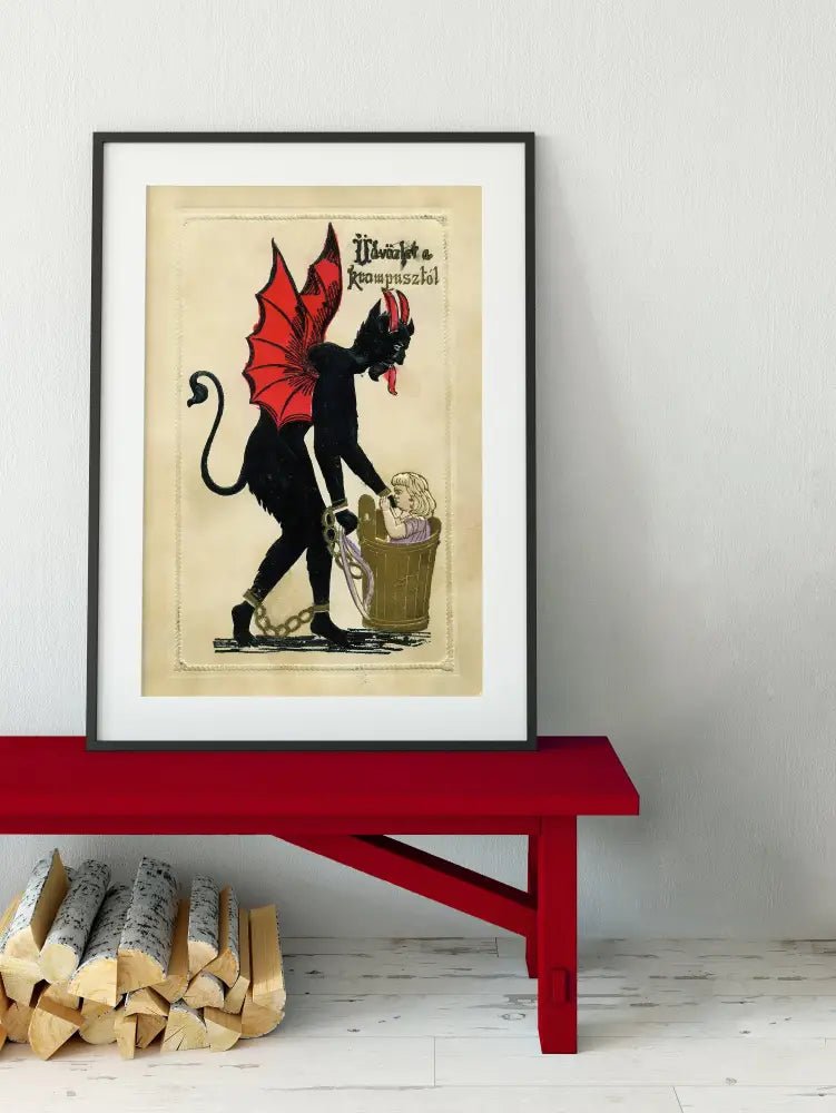 Krampus Christmas Card Poster No Frame Mischievous Holiday Krampus Print For Festive Decor by My Store