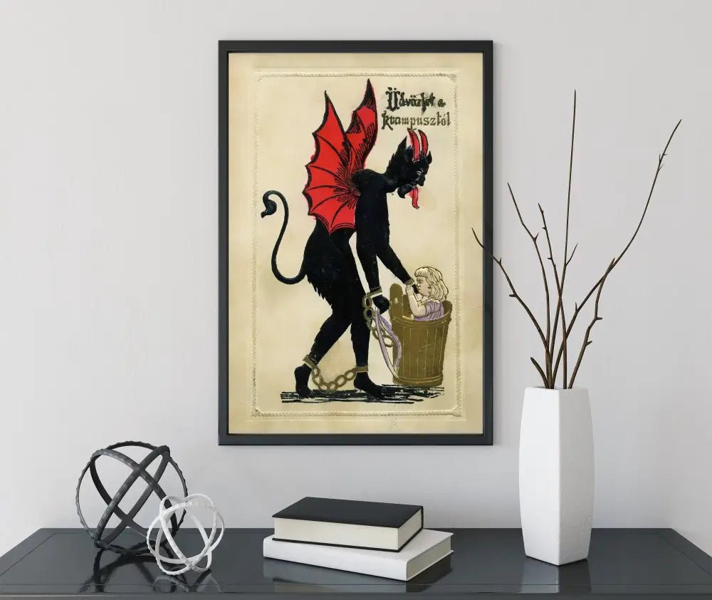 Krampus Christmas Card Poster No Frame Mischievous Holiday Krampus Print For Festive Decor by My Store