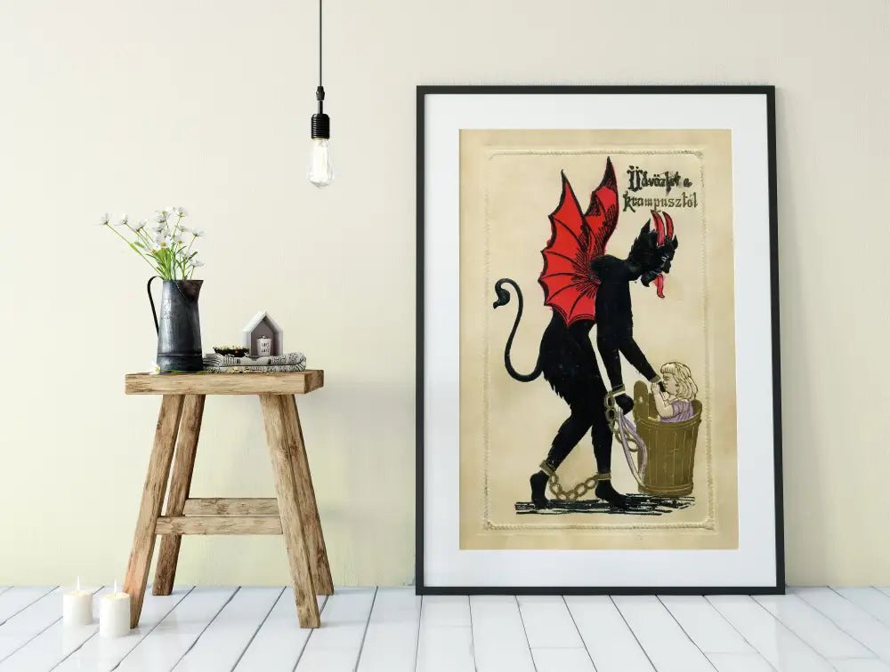 Krampus Christmas Card Poster No Frame Mischievous Holiday Krampus Print For Festive Decor by My Store