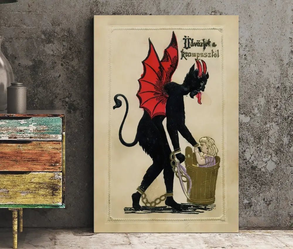 Krampus Christmas Card Poster No Frame Mischievous Holiday Krampus Print For Festive Decor by My Store