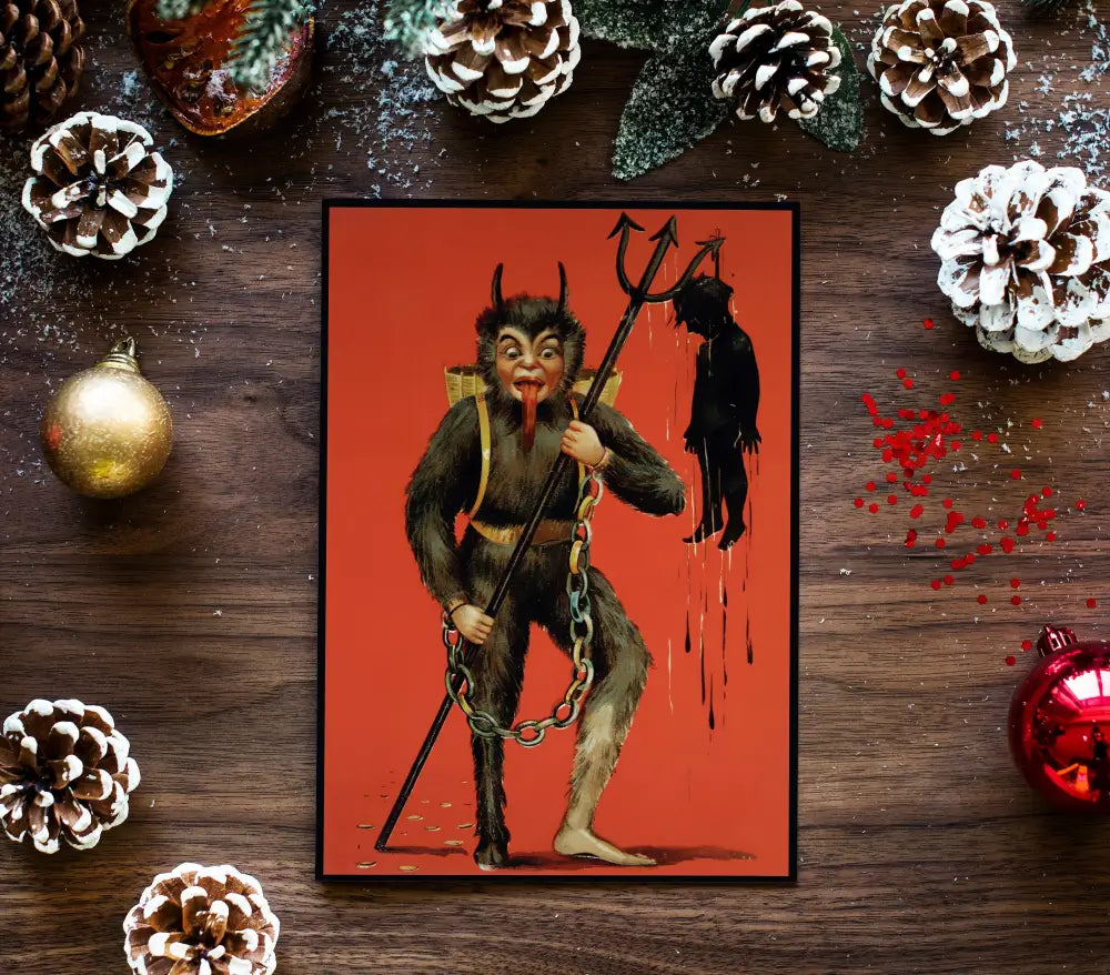 Krampus Christmas Cards Poster No Frame For Unique Holiday Greetings And Collectible Decor by My Store