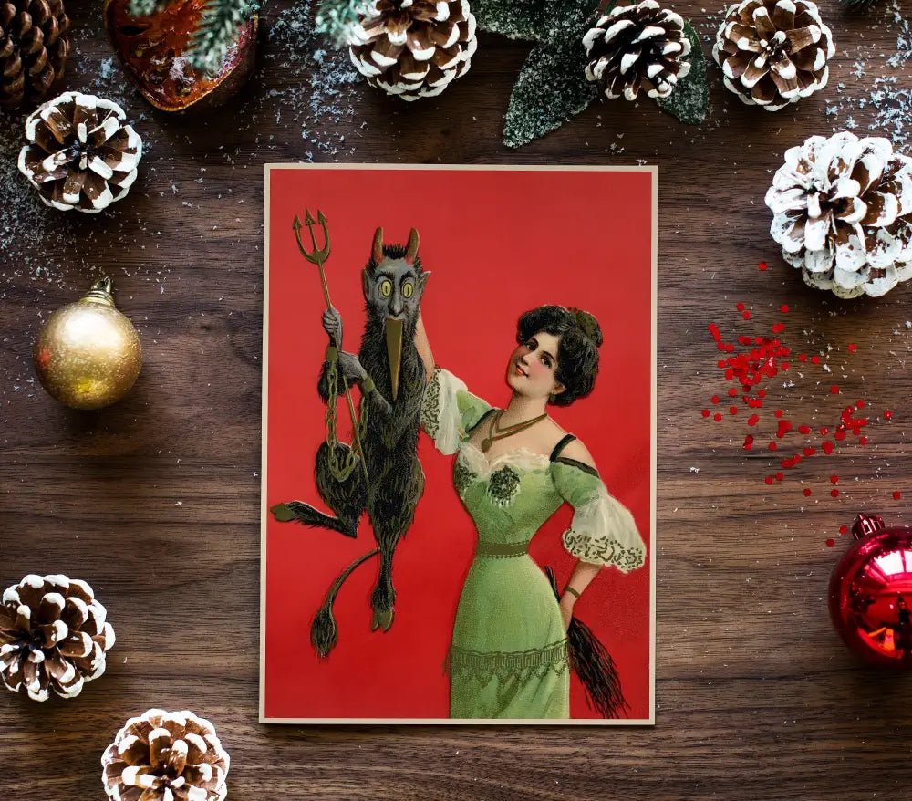 Krampus Christmas Holiday Cards Poster Unframed No Frame Unique Seasonal Greeting Card Art by My Store