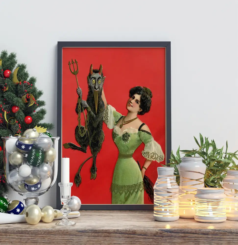 Krampus Christmas Poster No Frame Holiday Card Print Folklore Art For Unique Decor by My Store