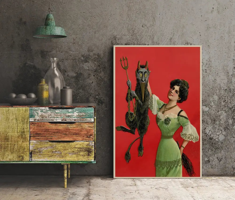 Krampus Christmas Poster No Frame Holiday Card Print Folklore Art For Unique Decor by My Store