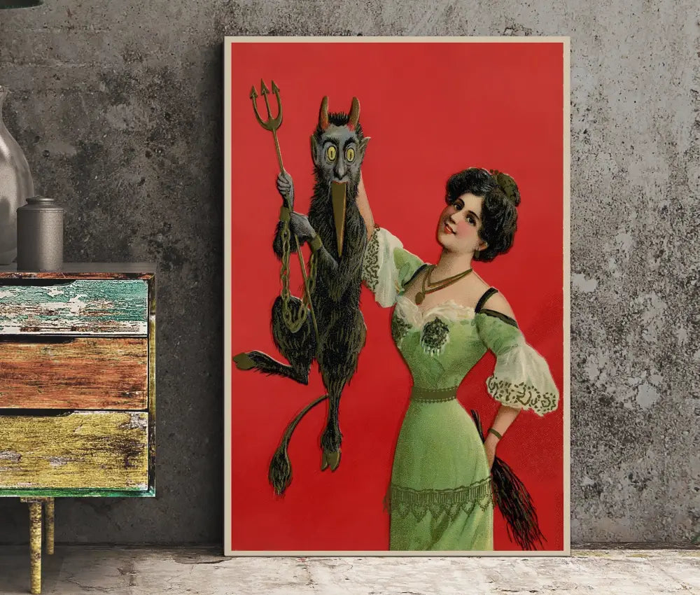 Krampus Christmas Poster No Frame Holiday Card Print Folklore Art For Unique Decor by My Store