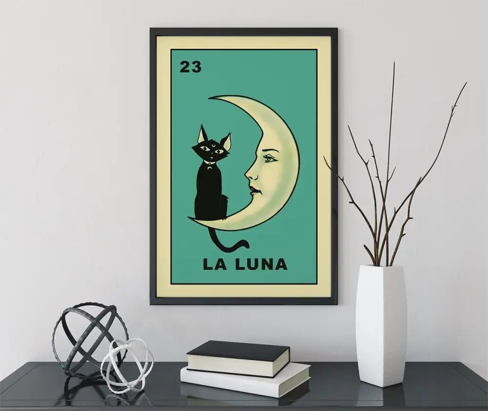 La Luna Cartoon Cat Moon Print No Frame Art Decor by My Store