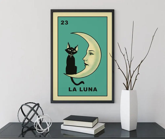 La Luna Cartoon Cat Moon Print No Frame Art Decor by My Store
