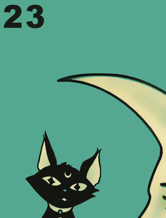 La Luna Cartoon Cat Moon Print No Frame Art Decor by My Store