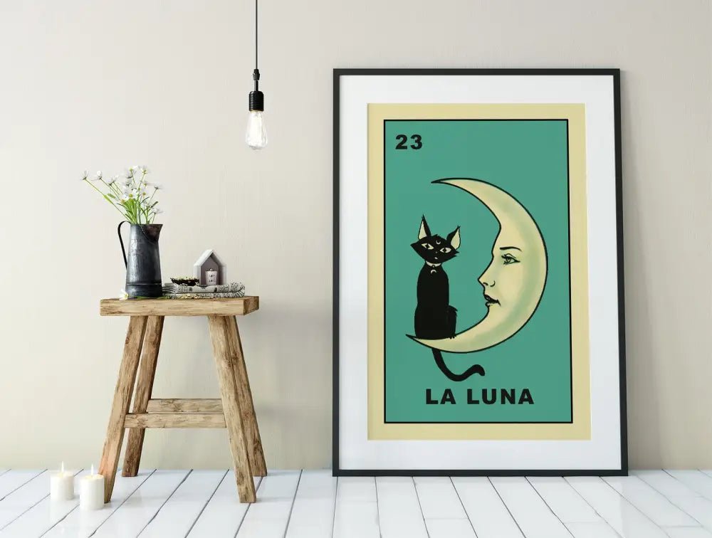 La Luna Cartoon Cat Moon Print No Frame Art Decor by My Store